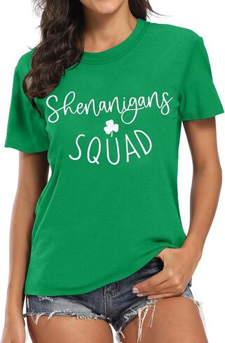 FYAPHION St Patricks Day Shirt Women Shenanigans Coordinator Shirts Shamrock Graphic Short Sleeve Tee Tops in Saudi Arabia