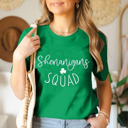 FYAPHION St Patricks Day Shirt Women Shenanigans Coordinator Shirts Shamrock Graphic Short Sleeve Tee Tops in Saudi Arabia