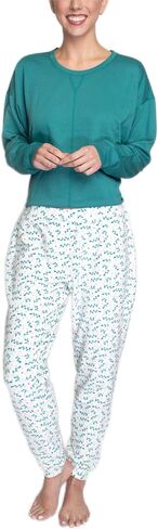 Hanes Women's Comfort Sleep Legacy Rib Knitted Top And Jogger Bottom Pajama Set, Multiple Colors, Multiple Sizes in Saudi Arabia