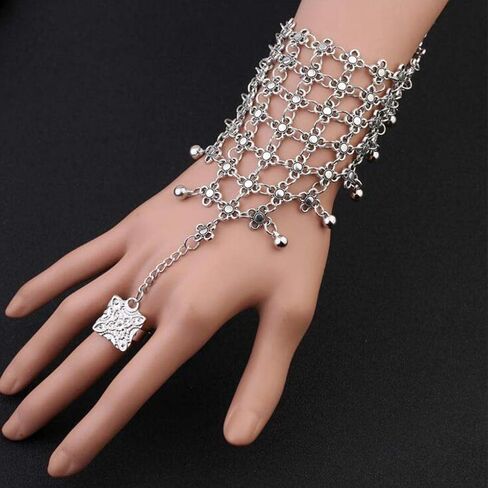 أوليا الفضة سوار خاتم الاصبع سلسلة اليد سوار مجوهرات هدية للنساء والفتيات in Kuwait