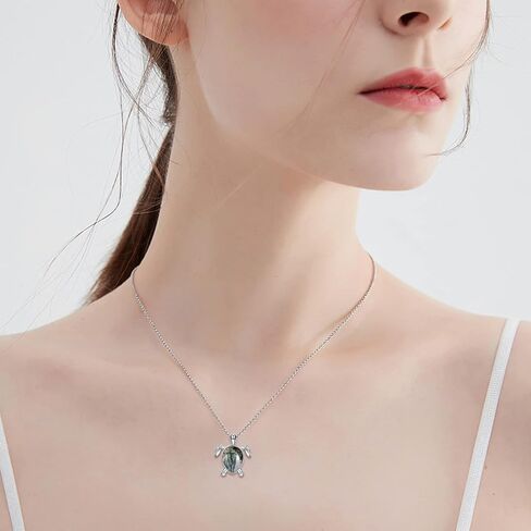 YAFEINI Turtle/Phoenix Moonstone Necklace Sterling Silver Cute Sea Turtle Pendant Necklace Jewelry Gifts for Women Teen Girls in Saudi Arabia