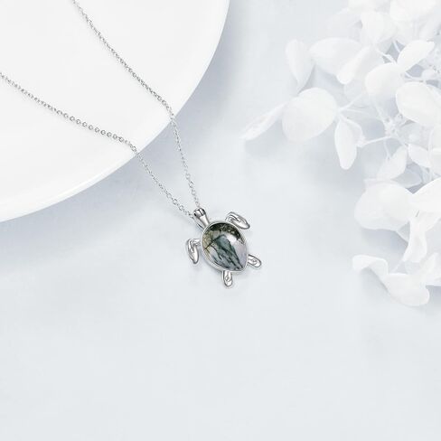 YAFEINI Turtle/Phoenix Moonstone Necklace Sterling Silver Cute Sea Turtle Pendant Necklace Jewelry Gifts for Women Teen Girls in Saudi Arabia