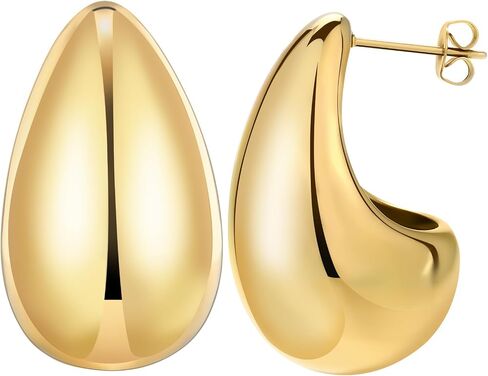 New Gold Teardrop Earrings Dupes for Women Chunky Dupes Earrings Gold Waterdrop Earrings Shiny Fashion Jewelry Gifts in Saudi Arabia