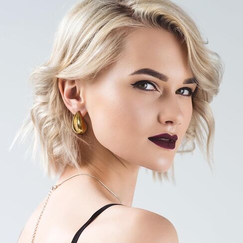 New Gold Teardrop Earrings Dupes for Women Chunky Dupes Earrings Gold Waterdrop Earrings Shiny Fashion Jewelry Gifts in Saudi Arabia