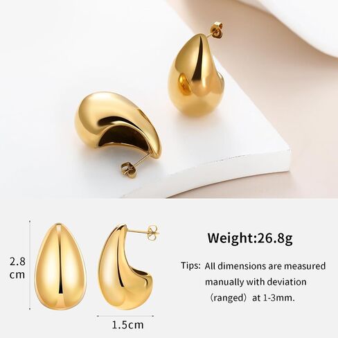 New Gold Teardrop Earrings Dupes for Women Chunky Dupes Earrings Gold Waterdrop Earrings Shiny Fashion Jewelry Gifts in Saudi Arabia