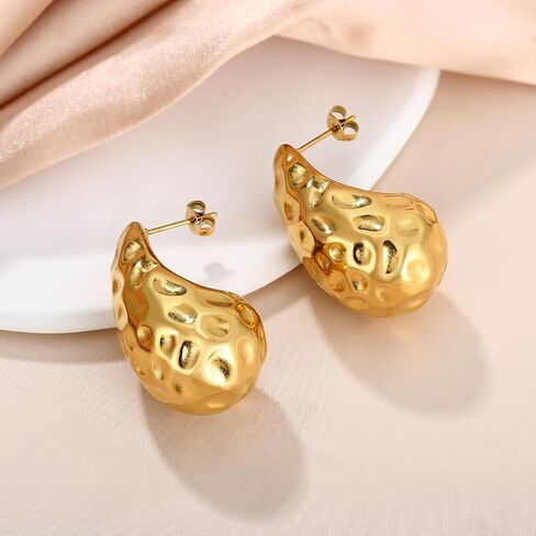 New Gold Teardrop Earrings Dupes for Women Chunky Dupes Earrings Gold Waterdrop Earrings Shiny Fashion Jewelry Gifts in Saudi Arabia
