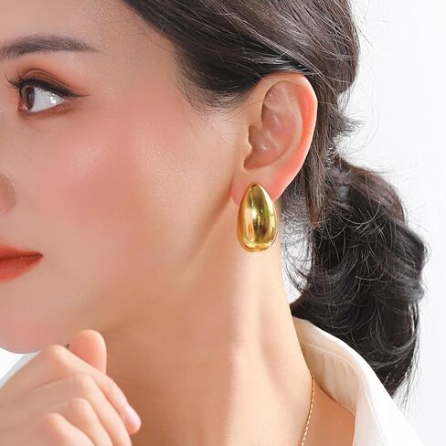 New Gold Teardrop Earrings Dupes for Women Chunky Dupes Earrings Gold Waterdrop Earrings Shiny Fashion Jewelry Gifts in Saudi Arabia