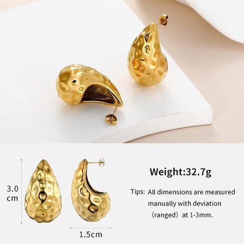 New Gold Teardrop Earrings Dupes for Women Chunky Dupes Earrings Gold Waterdrop Earrings Shiny Fashion Jewelry Gifts in Saudi Arabia