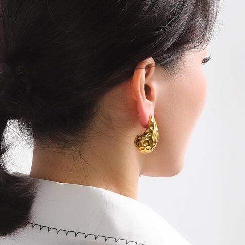 New Gold Teardrop Earrings Dupes for Women Chunky Dupes Earrings Gold Waterdrop Earrings Shiny Fashion Jewelry Gifts in Saudi Arabia