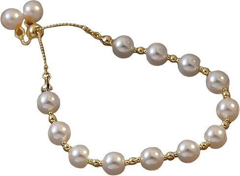 GORGLITTER Women's Gold Pearl Bracelet Beaded Link Bracelet in Saudi Arabia