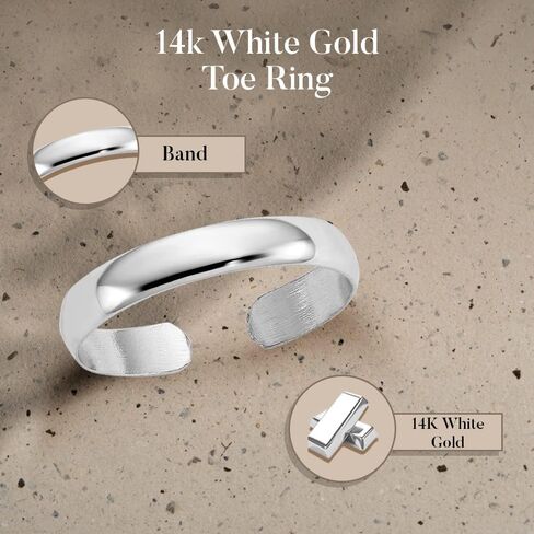 Diamond2Deal 14k White Gold Toe Ring Fine Jewelry Gift for Women in Saudi Arabia