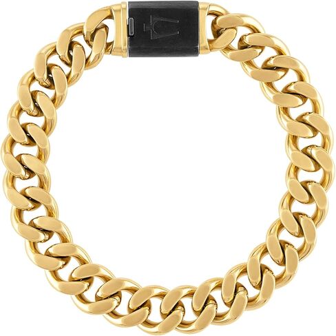 Bulova Men's Jewelry Classic Gold Tone Curb Chain Bracelet, Stainless Steel 10MM Bracelet in Saudi Arabia