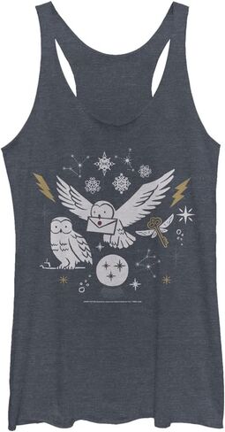 Harry Potter Deathly Hallows Wintery Owls Women's Fast Fashion Racerback Tank Top in Saudi Arabia