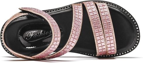 DADAWEN صنادل رياضية صيفية للفتيات من حجر الراين اللامعة مفتوحة عند الأصابع (طفل صغير/طفل صغير/طفل كبير) in Kuwait