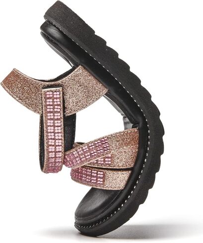 DADAWEN صنادل رياضية صيفية للفتيات من حجر الراين اللامعة مفتوحة عند الأصابع (طفل صغير/طفل صغير/طفل كبير) in Kuwait