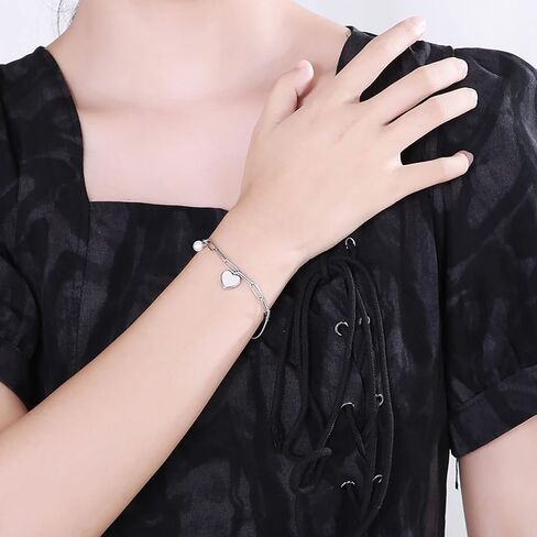 Dainty Gold Layered Bracelets for Women Beaded Bracelets Cute Heart Link Chain 14K Gold plated Charms Bangle Bracelet for Girls Hand Jewelry in Kuwait