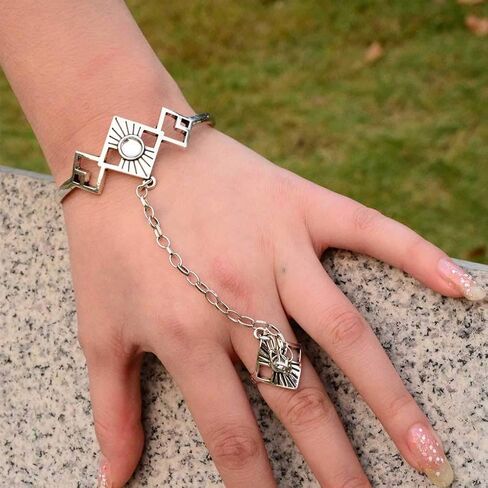 اولبي سوار خاتم اصبع كريستالي بتصميم بوهو من الفضة، سوار يد قابل للتخصيص للاستخدام اليومي، مجوهرات للجسم للنساء والفتيات المراهقات in Kuwait