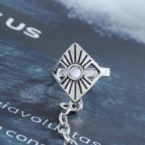 اولبي سوار خاتم اصبع كريستالي بتصميم بوهو من الفضة، سوار يد قابل للتخصيص للاستخدام اليومي، مجوهرات للجسم للنساء والفتيات المراهقات in Kuwait