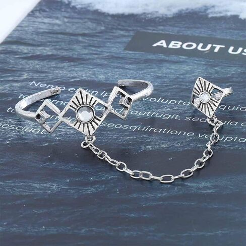 اولبي سوار خاتم اصبع كريستالي بتصميم بوهو من الفضة، سوار يد قابل للتخصيص للاستخدام اليومي، مجوهرات للجسم للنساء والفتيات المراهقات in Kuwait