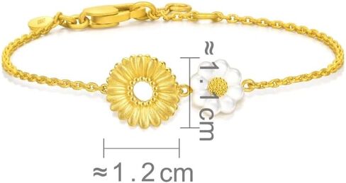 CHOW SANG SANG 999 24K Solid Gold Mother of Pearl Daisy Bracelet for Women 93268B | 7", (18 CM), 7 inch, Metal, not known in Saudi Arabia