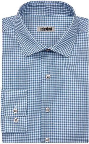 Unlisted by Kenneth Cole mens Slim Fit Checks and Stripes (Patterned) Dress Shirt, Medium Blue, 15 -15.5 Neck 32 -33 Sleeve US in Saudi Arabia
