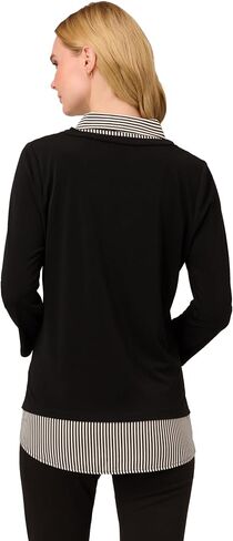 Adrianna Papell Women's Print 3/4 Sleeve Open V-Neck Knit Twofer in Saudi Arabia