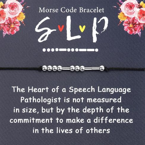 LQRI SLP Gifts Bracelet Morse Code Bracelet Speech Language Pathologist Gifts Speech Therapy Gifts Appreciation Gifts for Speech Teacher in Saudi Arabia