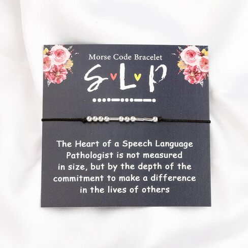 LQRI SLP Gifts Bracelet Morse Code Bracelet Speech Language Pathologist Gifts Speech Therapy Gifts Appreciation Gifts for Speech Teacher in Saudi Arabia