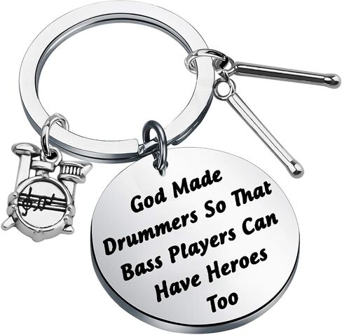CENWA Drummer Gift Drummer Keychain God Made Drummers So That Bass Players Can Have Heroes Too Keychain in Saudi Arabia