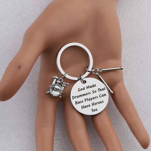 CENWA Drummer Gift Drummer Keychain God Made Drummers So That Bass Players Can Have Heroes Too Keychain in Saudi Arabia