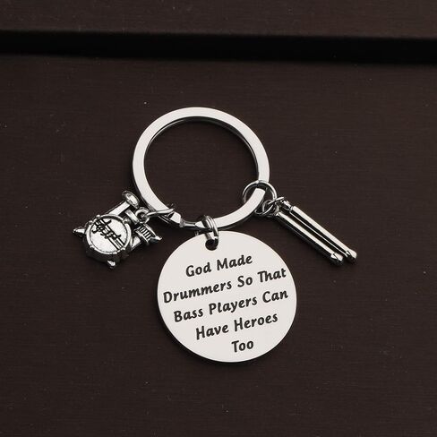 CENWA Drummer Gift Drummer Keychain God Made Drummers So That Bass Players Can Have Heroes Too Keychain in Saudi Arabia