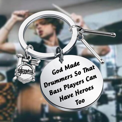 CENWA Drummer Gift Drummer Keychain God Made Drummers So That Bass Players Can Have Heroes Too Keychain in Saudi Arabia