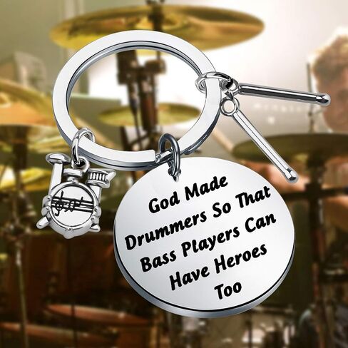 CENWA Drummer Gift Drummer Keychain God Made Drummers So That Bass Players Can Have Heroes Too Keychain in Saudi Arabia