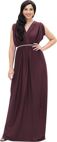 KOH KOH Womens Long Dolman Sleeve Wrap V-Neck Maternity Bridesmaid Maxi Dress in Saudi Arabia