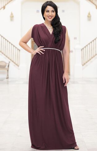 KOH KOH Womens Long Dolman Sleeve Wrap V-Neck Maternity Bridesmaid Maxi Dress in Saudi Arabia