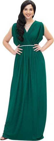 KOH KOH Womens Long Dolman Sleeve Wrap V-Neck Maternity Bridesmaid Maxi Dress in Saudi Arabia