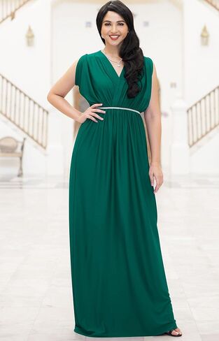 KOH KOH Womens Long Dolman Sleeve Wrap V-Neck Maternity Bridesmaid Maxi Dress in Saudi Arabia