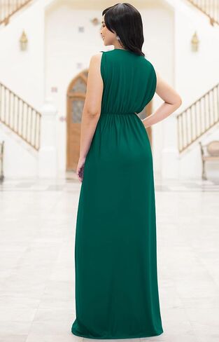 KOH KOH Womens Long Dolman Sleeve Wrap V-Neck Maternity Bridesmaid Maxi Dress in Saudi Arabia