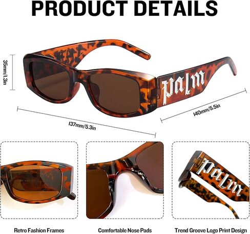 SUNOVELTIES نظارات شمسية مستطيلة غير منتظمة الشكل فاخرة نظارات النخيل هاواي زي نظارات مربعة كبيرة للجنسين والكبار in Kuwait