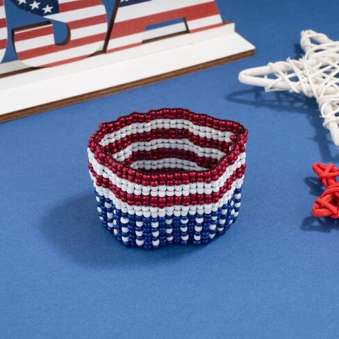 Madison Tyler American Flag Bracelets for Women Girl | Red | White | Blue Stretch Beaded Bracelets | 4th of July Patriotic Independence Day Jewelry in Saudi Arabia