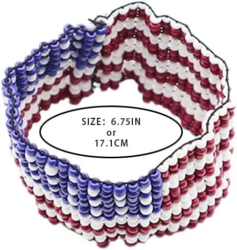Madison Tyler American Flag Bracelets for Women Girl | Red | White | Blue Stretch Beaded Bracelets | 4th of July Patriotic Independence Day Jewelry in Saudi Arabia