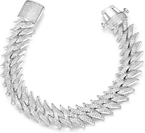 Gemsme 14K White Gold Plated Cuban Link Bracelet for Men Women Chain Bracelet Hip Hop Jewelry Gift for Christmas Anniversary Valentines Day 6.5/7/7.5/8/8.5/9 inches in Saudi Arabia
