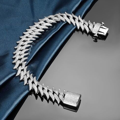 Gemsme 14K White Gold Plated Cuban Link Bracelet for Men Women Chain Bracelet Hip Hop Jewelry Gift for Christmas Anniversary Valentines Day 6.5/7/7.5/8/8.5/9 inches in Saudi Arabia