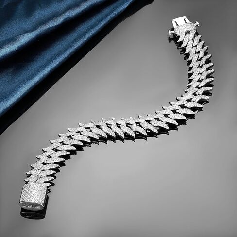 Gemsme 14K White Gold Plated Cuban Link Bracelet for Men Women Chain Bracelet Hip Hop Jewelry Gift for Christmas Anniversary Valentines Day 6.5/7/7.5/8/8.5/9 inches in Saudi Arabia