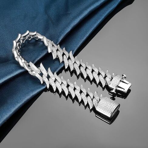 Gemsme 14K White Gold Plated Cuban Link Bracelet for Men Women Chain Bracelet Hip Hop Jewelry Gift for Christmas Anniversary Valentines Day 6.5/7/7.5/8/8.5/9 inches in Saudi Arabia