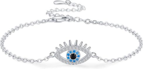 سوار العين الشريرة 925 الفضة الاسترليني الأزرق الشر العين سحر سوار الشر المجوهرات هدايا للنساء، الفضة الاسترليني ، زركونيا مكعب, فضة استرليني, زركونيا مكعب in Kuwait