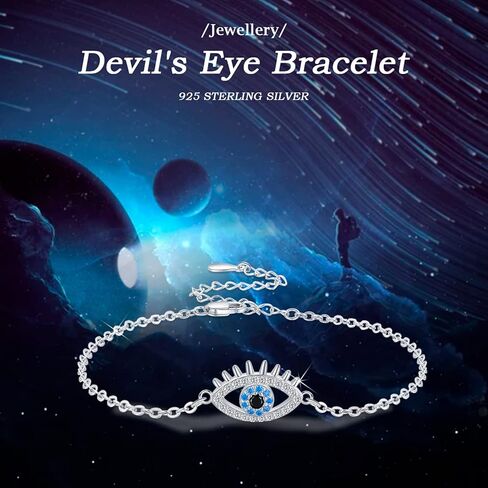 سوار العين الشريرة 925 الفضة الاسترليني الأزرق الشر العين سحر سوار الشر المجوهرات هدايا للنساء، الفضة الاسترليني ، زركونيا مكعب, فضة استرليني, زركونيا مكعب in Kuwait