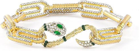 ELABEST Rhinestone Paperclip Snake Chain Bracelets Sparkly Paperclip Link Bracelet Cuban Link Paperclip Chain Jewelry for Women and girls in Saudi Arabia