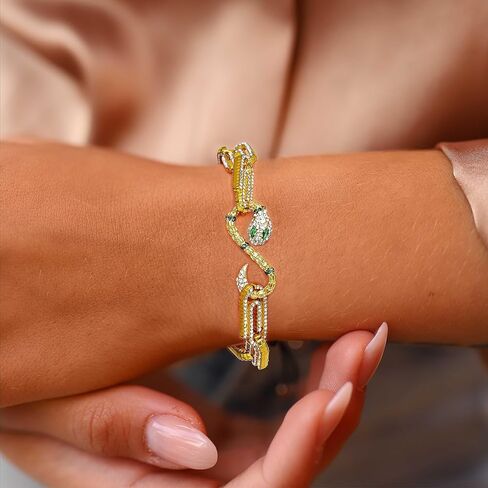ELABEST Rhinestone Paperclip Snake Chain Bracelets Sparkly Paperclip Link Bracelet Cuban Link Paperclip Chain Jewelry for Women and girls in Saudi Arabia