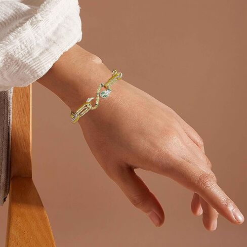 ELABEST Rhinestone Paperclip Snake Chain Bracelets Sparkly Paperclip Link Bracelet Cuban Link Paperclip Chain Jewelry for Women and girls in Saudi Arabia